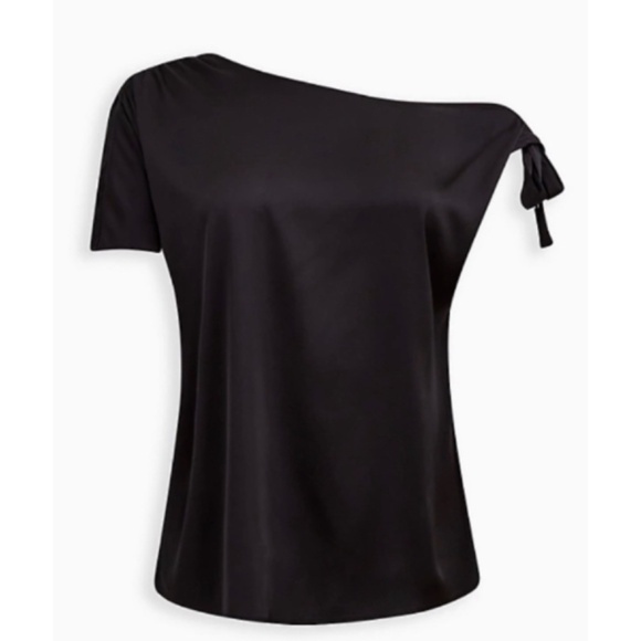🆕 Black Satin Off Shoulder Top 3 3X 22 24 NWT Torrid New! - Picture 5 of 6